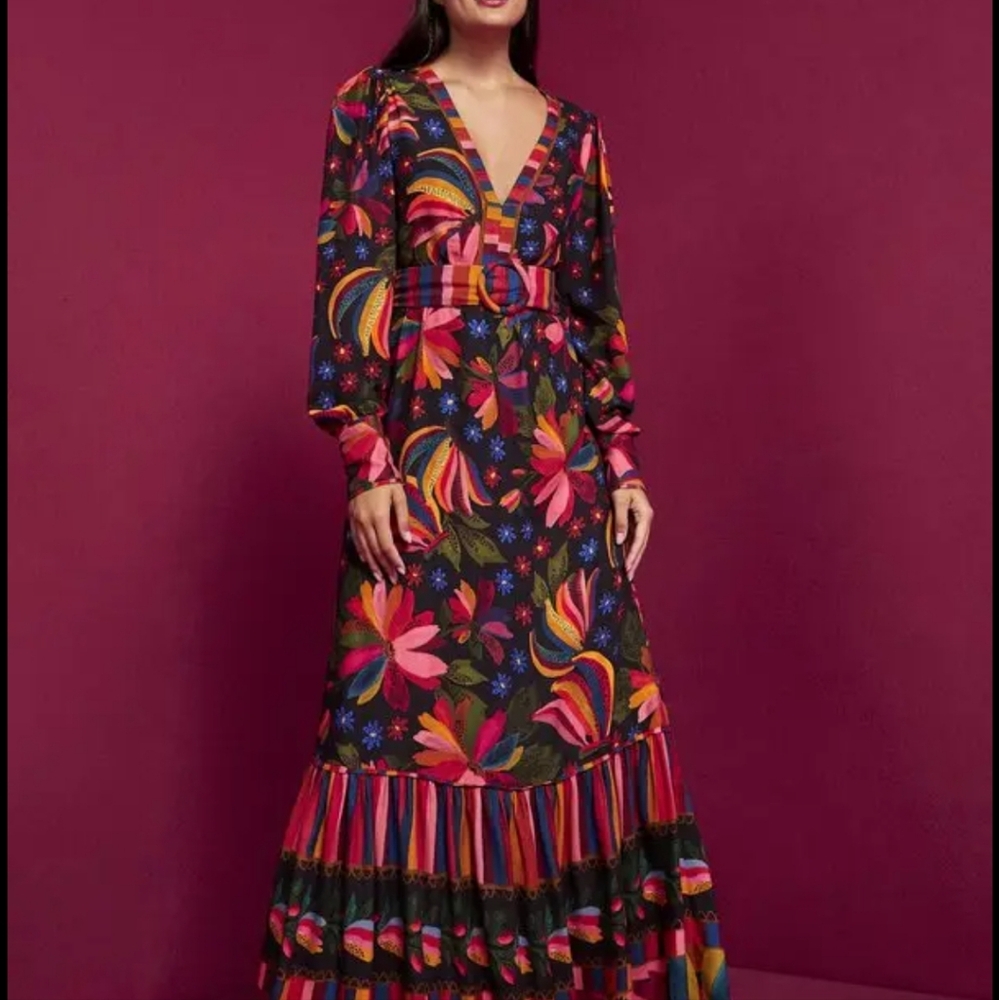 NWT Farm Rio Black Banana Sky Dress